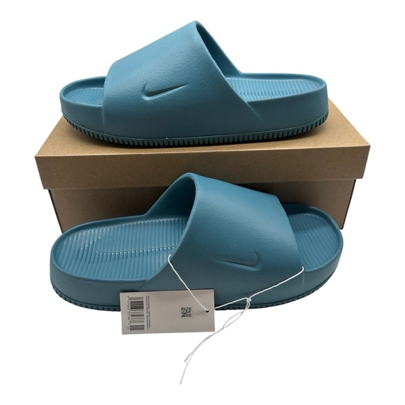 Nike Calm Slide Mens 10 Women 11 Smokey Blue Slip On Sandal Flip Flop FD4116-005 - Picture 1 of 11
